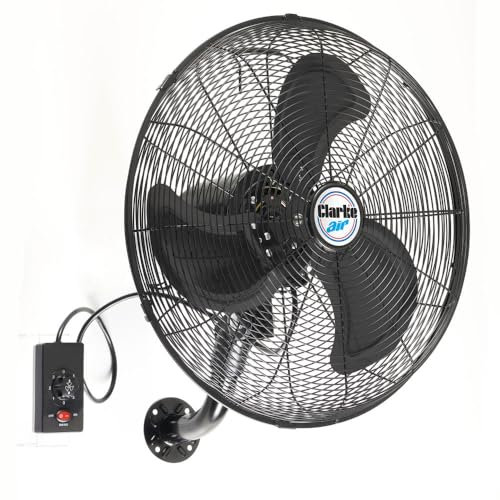 Clarke CWFO18 18 Oscillating Wall Fan, 40 cm Width, Black, 220V-240V