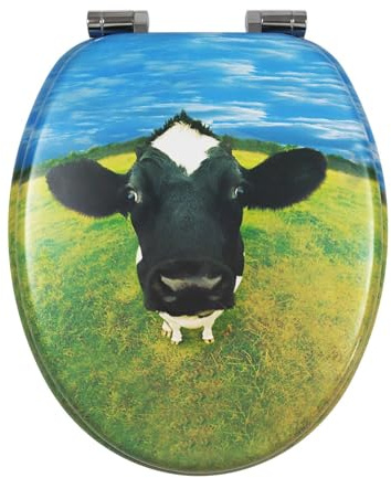 Fanmitrk Wooden Toilet Seat-Durable MDF Toilet Seat Soft Close in Various Patterns (MDF2507-08)