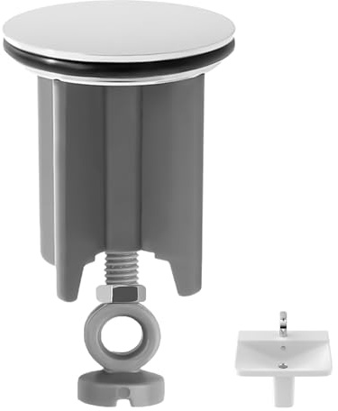 40mm Pop Up Sink Plug Replacement, Height Adjustable Plug, 66mm-83mm, Universal Pop Up Basin Plug for Kitchen, Washbasin, Push Pull Drain Stopper Anti-Clog Tool-Free Installation (Grey)