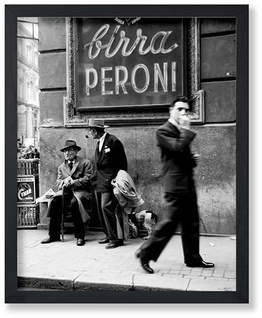 Vintage Fotografie Poster, Reise Leinwanddruck, Männer in einer Straße von Napoli, Italien, Schwarz & Weiß, Minimalistisch, Ungerahmte Wandkunst, Mode Geschenk, Wanddekoration für Zuhause, Büro
