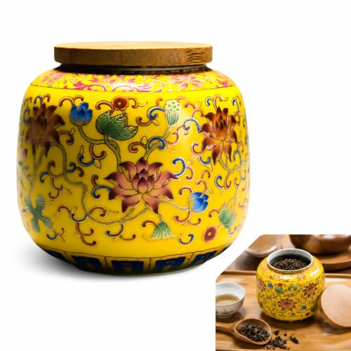 SUPVOX Bote De Té De Cerámica Con Tapa Hermética Contenedor De Té Para Té Pu-Erh Matcha Y Té Perfumado Tarro Decorativo Para Cocina Y Despensa 3.74 X 3.74 X 3.34 in