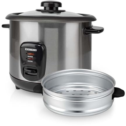 Melissa Rice Cooker (1.5L / 6 Cups), 500W, with Non-Stick Removable Bowl, Auto Shut-Off, Steamer Basket, Keep-Warm Function - White