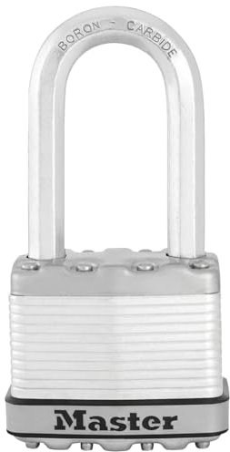 MASTER LOCK Lucchetto ad Alta Sicurezza [Chiave] [Acciaio Laminato] [Esterno] [Archetto L] M5EURDLH - Ideale per Portali, Garage, Lunghezza Archetto,Sconto