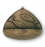 Weihwasserkessel Fische 22 cm Bronze