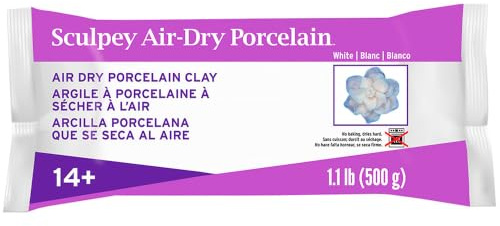 Sculpey Air-Dry Porcelain™ White, Non Toxic, Air Dry Clay, 1.1 Pound bar Great for Realistic Looking Flowers, Intricate Sculpting and Jewelry Making.