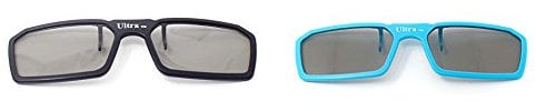 Ultra 1 Black 1 Blue 3D Clip On Glasses Passive 3D Glasses Men Women Compatible with RealD Cinemas 3D Glasses for TV Movie Glasses For Prescription Glass Wearers Circular Polorised Cinema Glasses