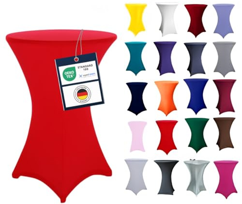 Expand Original Stehtischhusse, Ø 80-86 cm, Rot | Stretchhusse, Für Stehtische oder Bristotische, Exklusive Profi-Qualität, 210g/m²