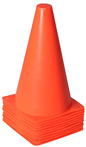 23cm Pylonen Kinder, 10 Stück Hütchen Fussball Markierungskegel für Outdoor-Aktivitäten und Festliche Veranstaltungen, Verkehrshütchen Kinder Kegel für Fußball, Sport & Hundetraining (Orange)