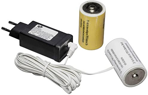 Konstsmide Netzadapter für Batterieartikel mit 2 x D 1.5V Batterien, 3V, weißes Kabel - 5182-000, Schwarz