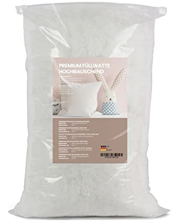 Primaflor Bastelwatte - Aufgebauschte Watte zum Ausstopfen und Füllen von Kissen, Hundebetten und Stofftieren - Waschbare Kissenfüllung - Hochbausch Füllwatte Made in Germany - 500 g Beutel