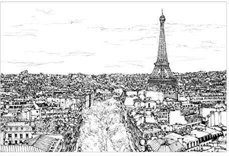 Bilderwelten Paris Fototapete 3D inkl. Kleister 480x320cm - Vliestapete Made in Germany - Fototapete Städte Wohnzimmer - Fototapete Skyline Stadt - Tapete Skyline Schlafzimmer Flur T_2832