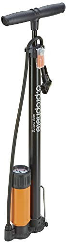 Prophete Fahrradpumpe, Standluftpumpe, Luftpumpe Hochdruck-Fahrradpumpe mit Duo-Klemmhebelstecker, max. Pumpdruck 7 bar, Manometer, inkl. Adapter-Set, Aluminium, 600 mm, schwarz