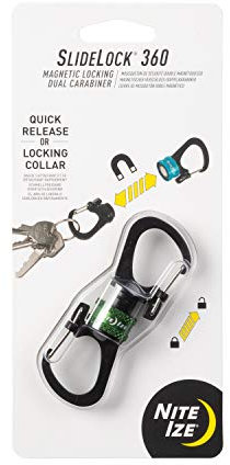 Nite Ize SlideLock - Doppio moschettone con chiusura magnetica a 360 gradi, S-Biners con collare Twist-to-Lock, portachiavi con moschettone magnetico per chiavi, accessori da campeggio e altro ancora,