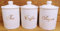 White & Gold Tea Coffee Sugar Canisters Fine Bone China Storage Jars Set Hand Decorated in UK