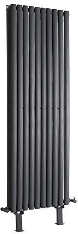 Milano Aruba Anthracite Vertical Double Oval Panel Radiator Feet - 1780mm x 590mm