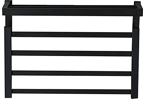Scaldasalviette Elettrico Nero, Portasciugamani Riscaldato Plug-in, Termoarredo Riscaldato in Alluminio A Parete, Asciugasalviette Elettrico da Bagno A Temperatura Costante,A