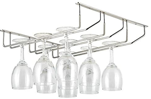 34,5x33x26,7cm Gläserschiene | Gläserregal Wandmontage | 3 Reihen Barschiene | Sektglashalter | Weinglashalter Deckenmontage | Weinglashalterung | Gläserhalter für Zuhause, Bar, Cafe