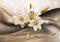 decomonkey Fototapete Blumen Lilien 450x315 cm XL Tapete Wandbild Wandbild Bild Fototapeten Tapeten Wandtapete Wandtapete Abstrakt orange Holz braun