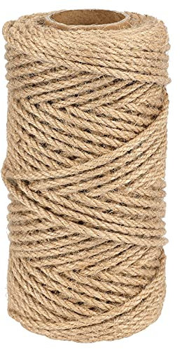 G2PLUS 4MM Thick Jute Rope, 50M Strong Hemp Garden Rope, 3-Ply Jute Twine String for DIY Crafts Arts and Gardening Applications