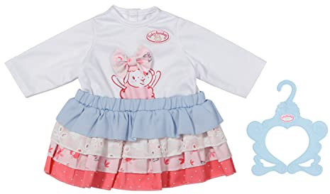 Baby Annabell Outfit Rock, weißes Puppenshirt und mehrlagiger Rock mit Volants in blau rosa für 43 cm Puppen, 706756 Zapf Creation