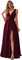 Ever-Pretty Vestiti da Cocktail da Donna Alta Elasticità Scollo a V Linea ad A con Spacco Stile Impero Borgogna 52