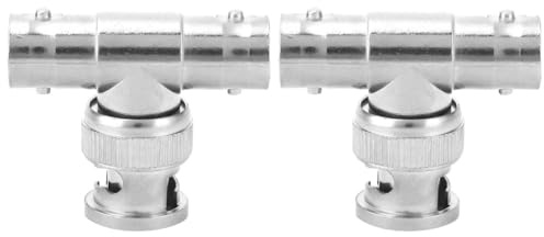 2 Stück BNC Stecker, T Form Koax Adapter, BNC Stecker auf Dual Buchse Dreifach T Anschluss Koaxialadapter 3 Wege Adapter Splitter Kombinierer Steckverbinder T Anschluss für Koaxialkabel Sicherheits