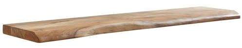FineBuy Wandregal mit Baumkante Akazie Massivholz, Design Schweberegal Wandboard Massiv, Regal Holz Natur, Landhausstil Hängeregal