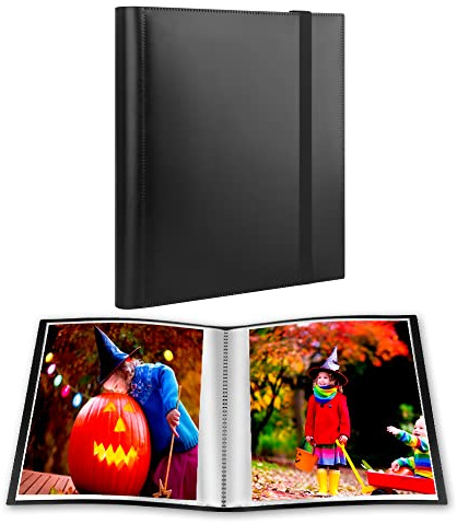 Fotoalbum, 20,3 x 25,4 cm, für 68 Fotos, Kunst-Portfolio-Ordner für Bilder, Blattschutzmappe für Kinder, Kunstwerke, Skizze (schwarz)