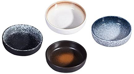 FYUEROPA Platos de porcelana para salsa, guarnición, cuencos de sushi, vajilla de estilo japonés, platos de aperitivos, platos apilables, juego de 4