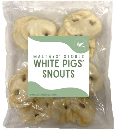 Maltbys' Stores 10x Puffed White Pig Snouts [LODC] | 100% Natural Pork Dog Treats (10x Pieces)