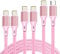 cugunu USB C to Lightning Cable 5 Pack 3/3/6/6/10FT iPhone Charger Apple MFi Certified Power Delivery Fast Charging Cord Compatible with iPhone 14/13/12/11/XS/XR/X/8 - Pink