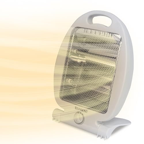 800W Quartz Halogen Heater 2 Bar - Electric Heater with Heat Setting - Super Silent Overheat & Tip-Over Protected Room Heaters - Carry Handle - Ideal for Home, Office, & Garages