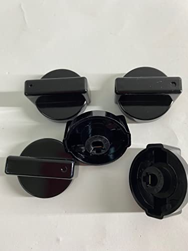 SET 5 manopole COMPATIBILI CON CANDY per piano cottura e cucina a gas in plastica dura nera lucida (made in italy) M 5463