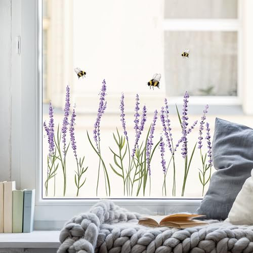 Wandtattoo Loft Fensterbilder Frühling mit Mohn Blumenwiese Oster Motiv – A2 Bogen, Wiederverwendbar – Frühlingsdeko Fenster, Frühlingsbild Fenster, Fensterdeko Frühling, Fensterfolie Frühling