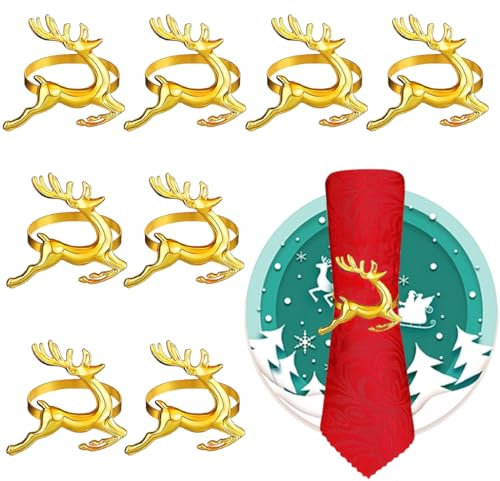 8 Stück Elch Form Serviettenhalter, Rentier Serviettenschnalle, Elch Serviettenhalter, Weihnachten Serviettenschnallen Für Weihnachts, Hochzeits Und Jubiläumsessen Et, 6cm Gold