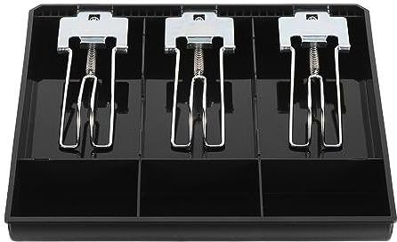 Patikil Cash Register Drawer Insert Tray, Removable 3 Bill / 3 Coin, 10 Money Tray Organizer With Metal Clip for Small Businesses, Black