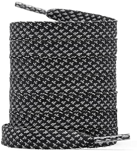WEGOODZF Flat Reflective Shoe Laces: 2 Pairs 8MM Wide Running Shoelaces