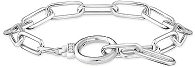 THOMAS SABO Gliederarmband mit Ringverschluss und weißen Steinen Silber 925 Sterlingsilber