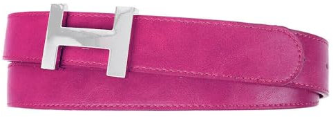 Zakatte • Damen Gürtel aus Kunstleder mit H-Schnalle Hüftgürtel Taillengürtel Damengürtel BS058 (Fuchsia-Silber, 85 cm)