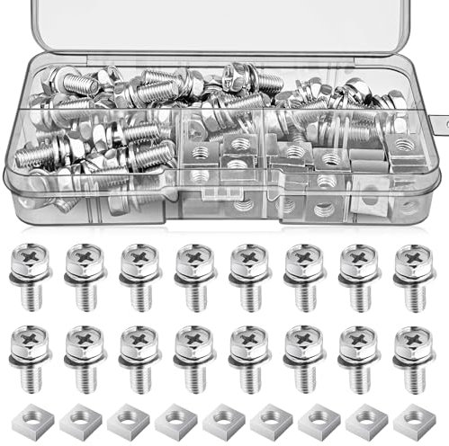 GZhaizhuan 35 Sets M6 Motorrad Batterie Schrauben und Muttern, 304 Edelstahl Motorrad Schrauben mit Vierkantmutter für Motorräder Roller Fahrräder, mit Box