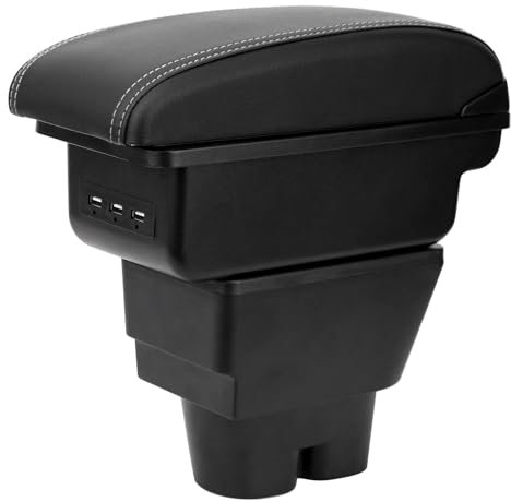 YJYWZH Compatible avec Peugeot 207 207CC Accoudoir noir Pièces de rénovation Interieure la boîte de rangement centrale Avec port 3 USB