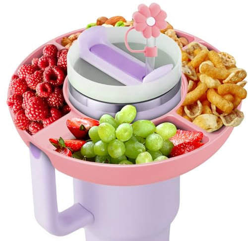 Stanley Cup 30 oz Snack Bowl with Handle, Compatible with 40 oz, Reusable, Silicone (Pink)