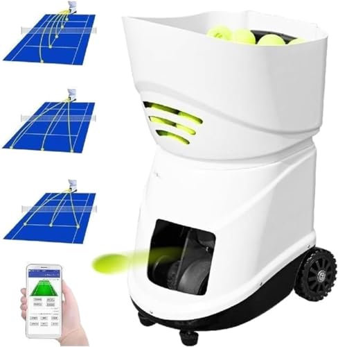 XLTEAM Tragbarer Tennisballwerfer, Automatischer Tennis-Aufschlagmaschinentrainer, 6 Bis 8 Stunden Spielzeit, Bis Zu 150 Bälle Kapazität, Für Tennistraining