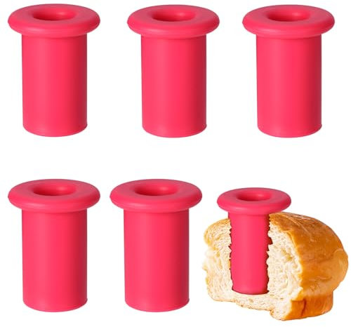 6 Stück Cupcake Ausstecher, Cupcake-Lochschneider zum Füllen Dekorieren Silikon Wiederverwendbar Kuchen-Grabloch Muffin Kuchen Gebäck Ausstecher für Küche Plätzchen Backen (Rosa)