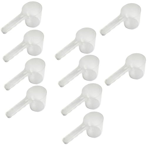10 Pcs 100ml Pet Food Scoop Long Handle Scoop Laundry Detergent Scoop Plastic Baking Measuring Spoons for Powder Liquid Clear