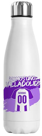 Botella Térmica Personalizada Fútbol Valladolid | Regalo Original para Aficionados del Fútbol | Regalo Camisetas Equipos Futbol | Termo Acero Inoxidable Doble Capa 500 ml (Valladolid)