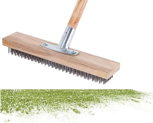 Stainless Steel Wire Moss Removal Broom - Reusable Scratching Brush for Pavements, Patios, Deck Cleaning (30 cm)