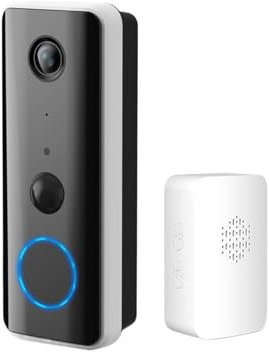 HVOFNNLR Smart 1080P 5200mAh Battery 24V AC Wired 145° Bluetooth Link Outdoor Leave Message Alexa Google WiFi Video Doorbell Camera