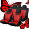 SNXLW 5 Sitzplätze Universal Auto Sitzbezüge Sets für Nissan Juke F16 F15 2010-2020 2021 2022 2023 2024 2025 Autositzbezug Vorne Hinten Schonbezüge Innenraum Zubehör,Red