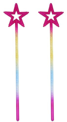 AEIOPRS 2 Pcs Baguette de Princesse Baguette de Fée pour Enfants Étoile Pailletée Idéale pour Noël Costume Cosplay et Décoration